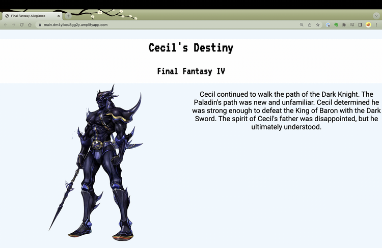 Figure 01: Cecil Remains a Dark Knight