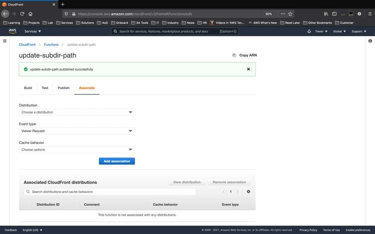 Associate your function with a CloudFront Distribution